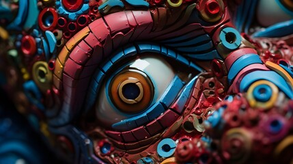 Top view extreme close-up, DIY project, polymer clay sculpting, detailed textures, colorful clay, high-detail photograph