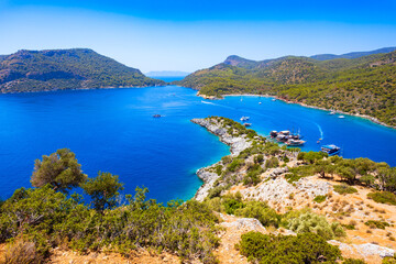 Obraz premium Gemiler or St. Nicholas Island aerial panoramic view in Turkey