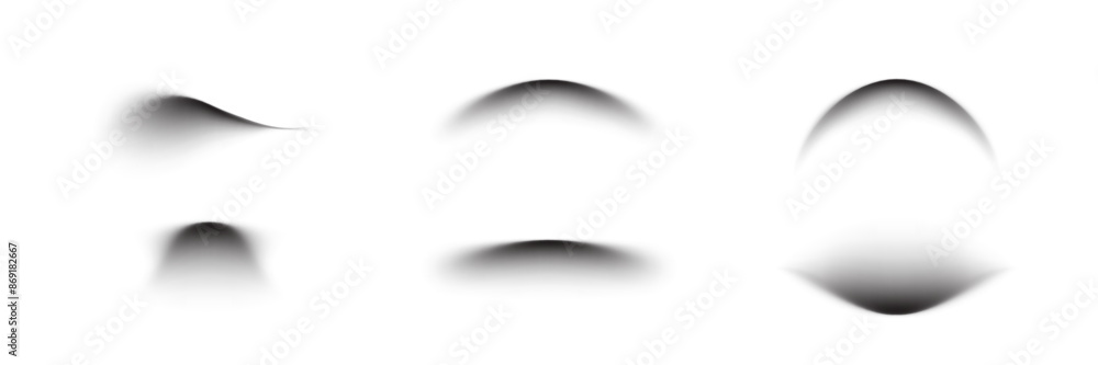 Poster realistic shadows of different shapes vector set. collection of shadow effects with blurred soft edg