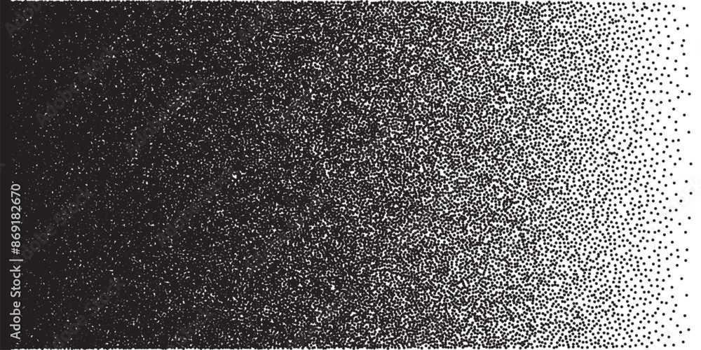 Poster grain noise black dots pattern with gradient. grainy fade background. abstract stipple halftone vect