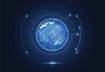 Global network connection. World map point and line composition concept of global business. Vector Illustration