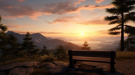 Fototapeta premium The image is a beautiful landscape of a lake and mountains at sunset.