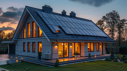 Obraz premium power your home with the future: explore the benefits of solar energy and photovoltaic systems