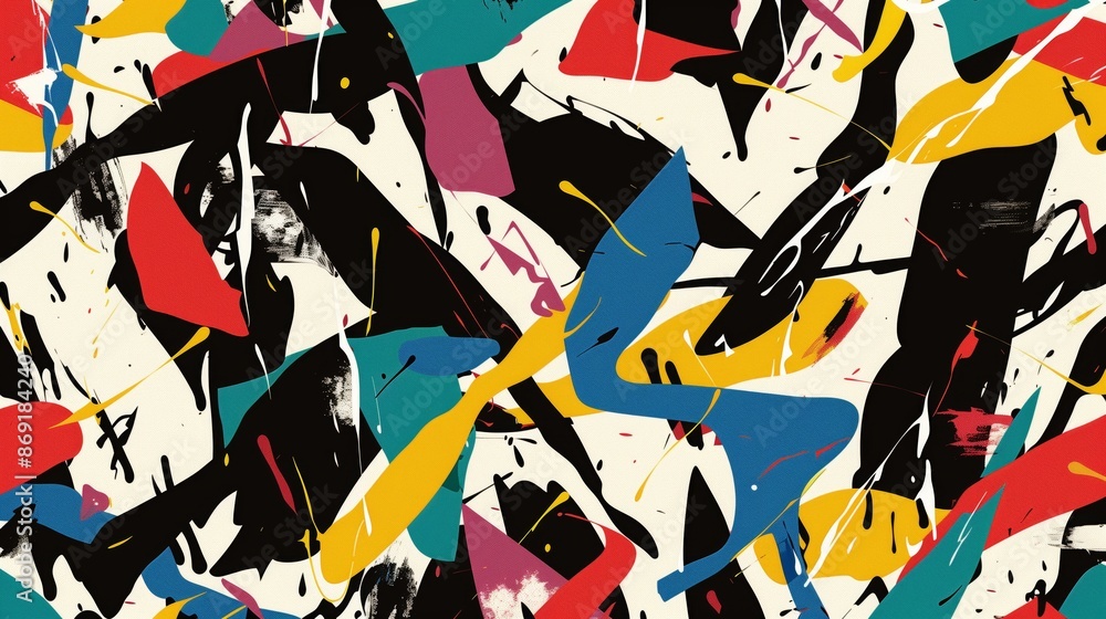 Aufkleber vibrant abstract background with white, black, and colorful elements in a dynamic, non-repetitive pa