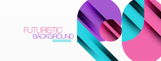 Circle and line geometric background. Round shapes with diagonal lines composition for wallpaper, banner, background or landing