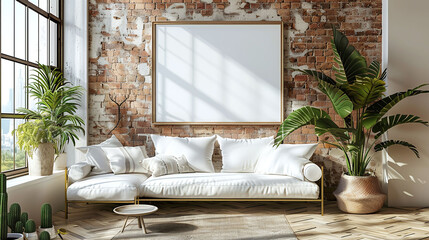modern living room design: white sofa, plaid throw, and cozy vibes
