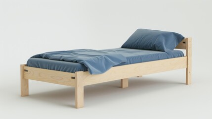 Standard Single Bed isolate on white background: Simple design, suitable for one person's sleeping comfort.
