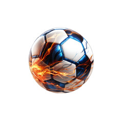 Naklejka premium soccer ball fire on black background