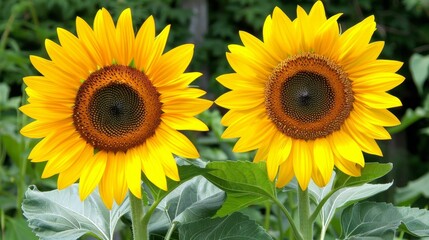 Obraz premium Vibrant sunflowers blooming in a field, showcasing close up beauty under the radiant sun