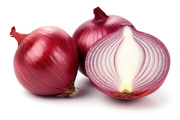 Whole Sweet Red Onion Isolated on White Background with a Shadow