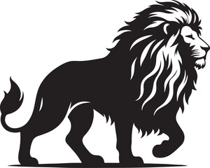 cute lion silhouette vector black