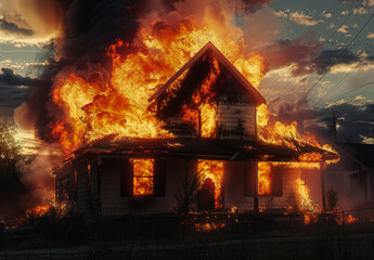 A house on fire,