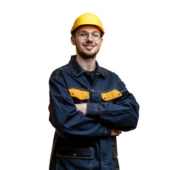 A confidence portrait of engineer or labor isolated on transparent background