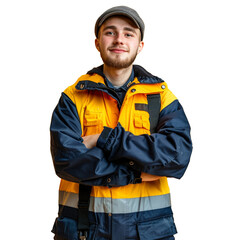 Fototapeta premium A confidence portrait of engineer or labor isolated on transparent background