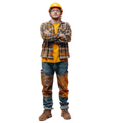 Naklejka premium A confidence portrait of engineer or labor isolated on transparent background