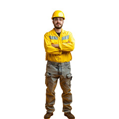 A confidence portrait of engineer or labor isolated on transparent background