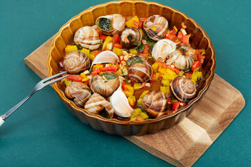 Escargot snail filled with garlic