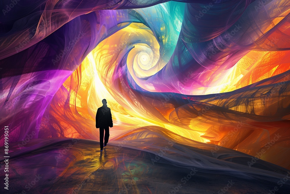 Aufkleber abstract background featuring fractal designs with colorful spirals, vibrant patterns, and glowing