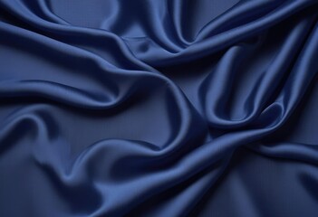 Fototapeta premium Dark blue silk fabric background, view from above. Smooth elegant black silk or satin luxury cloth texture can use as abstract background with copy space, close-up
