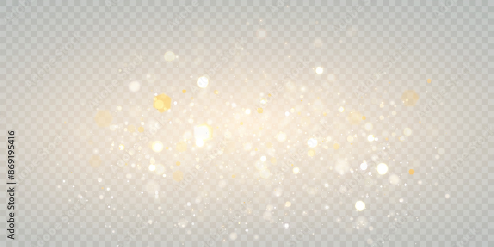 Aufkleber light bokeh of gold dust with reflections. christmas glowing bokeh and glitter overlay texture for y