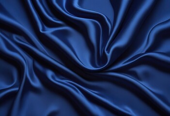 Fototapeta premium Dark blue silk fabric background, view from above. Smooth elegant black silk or satin luxury cloth texture can use as abstract background with copy space, close-up