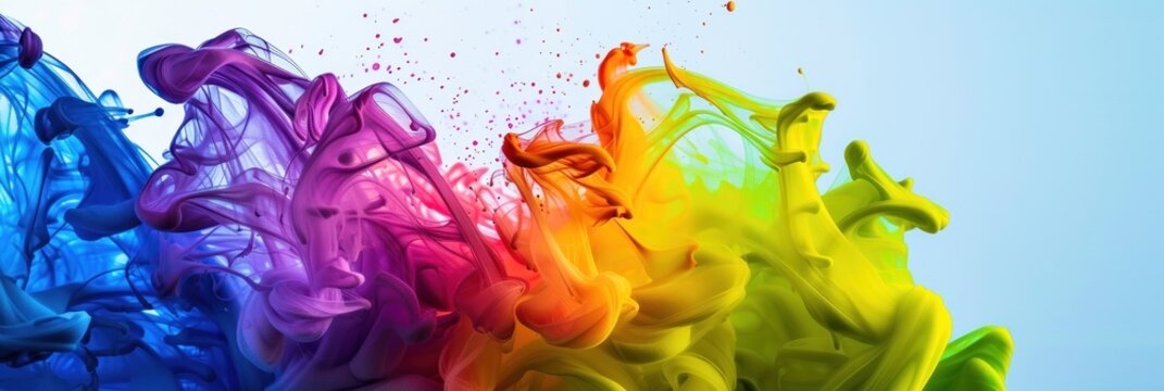 Colorful ink swirling in water creating abstract art