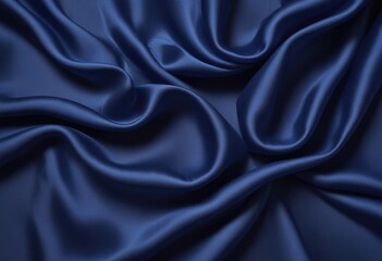 Obraz premium Dark blue silk fabric background, view from above. Smooth elegant black silk or satin luxury cloth texture can use as abstract background with copy space, close-up