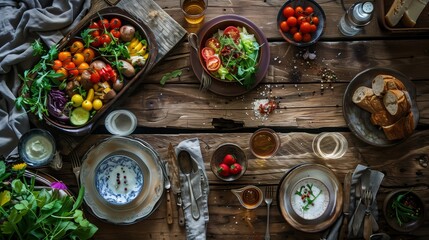 A captivating image of a homemade meal on a rustic table, highlighting authentic, traditional artistry.