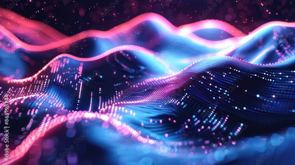 Aufkleber dynamic tech-inspired waves and digital particles, abstract technology, futuristic look