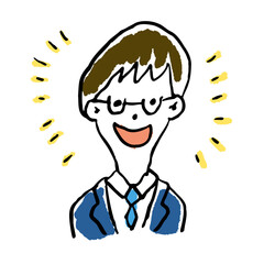 会社員 メガネのMさん(32) やったぁ カラー 手描き