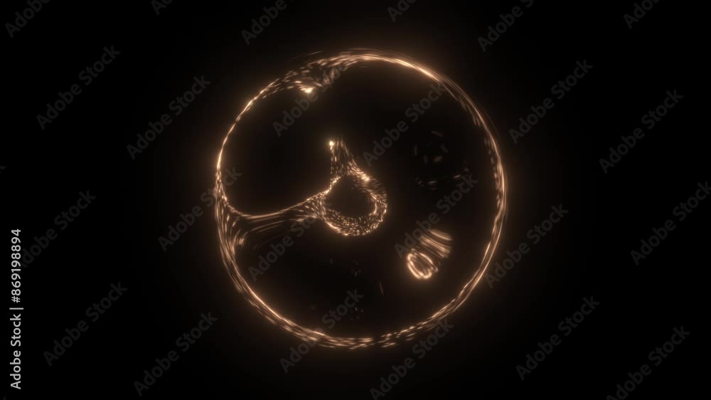 Poster sphere of chaotic turbulent red glowing particles bouncing and interacting on black background - 3d 