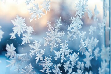 Ethereal Frost Patterns on Winter Windowpane