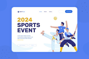 Obraz premium Illustration on web homepage design with sports event competition concept