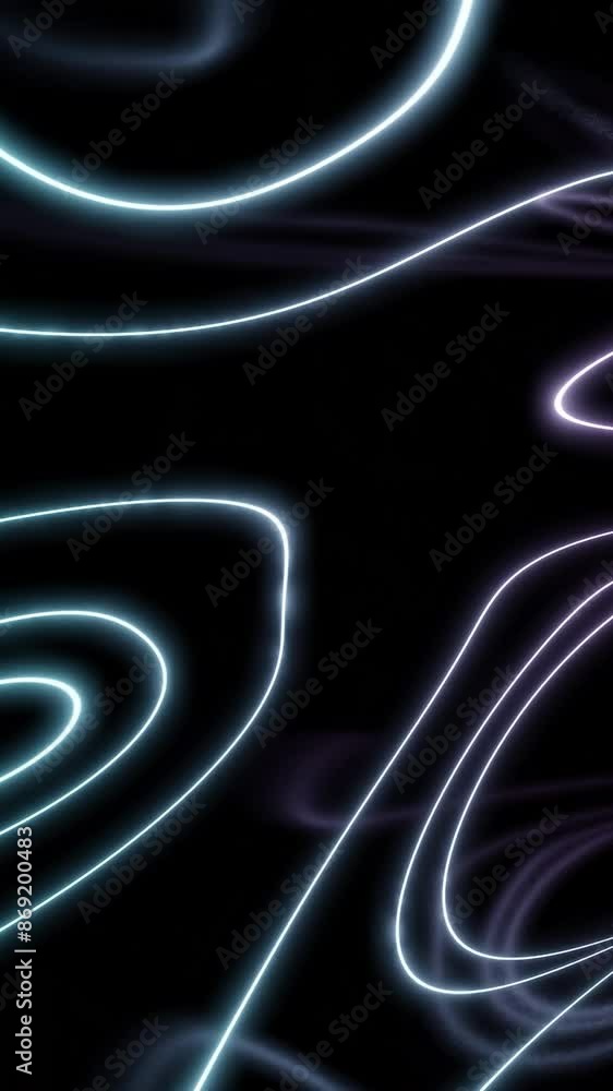 Poster abstract curving and spinning abstraction with rows of pink lines on a black background. design. rot