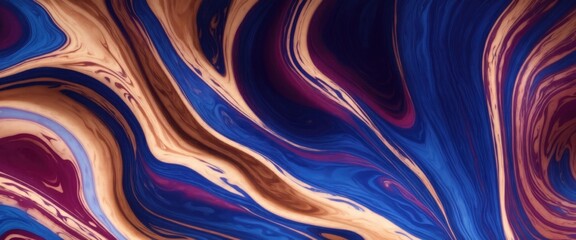 Obraz premium Maroon and blue color with golden lines liquid fluid marbled texture background