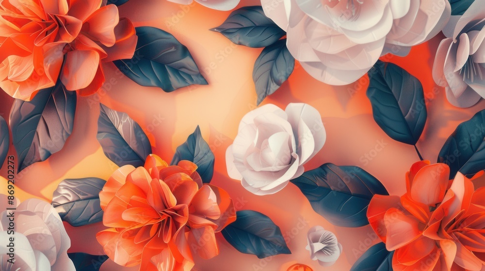 Aufkleber a contemporary floral design featuring geometric patterns and a minimalist aesthetic. perfect for mo