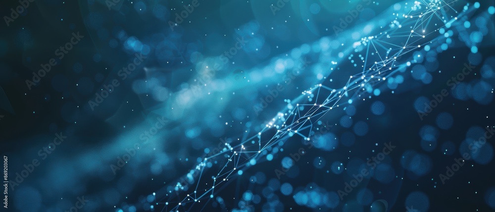 Poster abstract technology background featuring interconnected nodes and lines, futuristic design, tech-ins