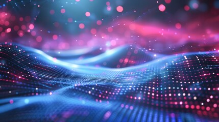 Obraz premium Abstract technology background with holographic effects and grid lines, futuristic look, digital interface