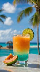 Obraz premium a closeup photograph of papaya lime cooler drink place background
