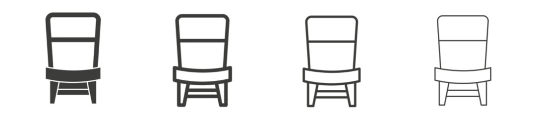 Chair vector icon set in black stroke and solid style