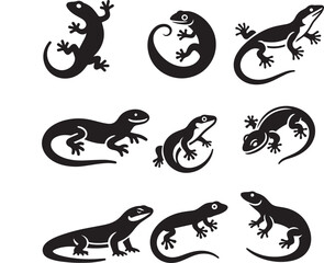 Lizards Set Vector Silhouette logo art