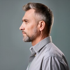 A man aged 40, facing towards the left side of her face.