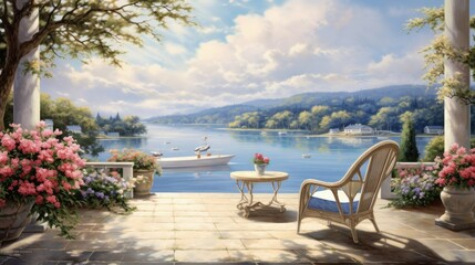 Tranquil lakeside retreat offers stunning panoramic views. The&ccedil;&bull;&laquo;&eacute;&cent; captures the serene beauty.