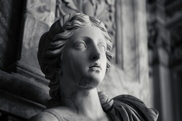 Closeup of a classical marble statue