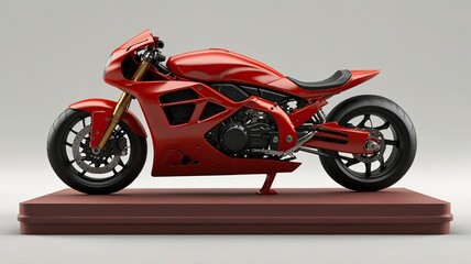 Fototapeta premium 3d rendering of a red miniature sports motorbike (7)