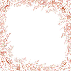 Hand Drawn Autumn Flower Frame Background
