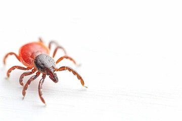 Close-up of a Red Tick on a Bright White Surface