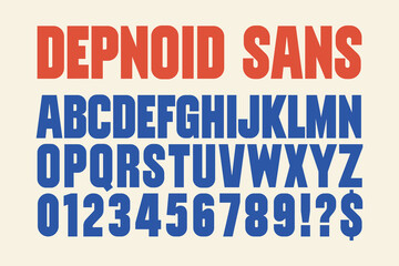 Sans serif typeface allcaps uppercase basic font headline Depnoid