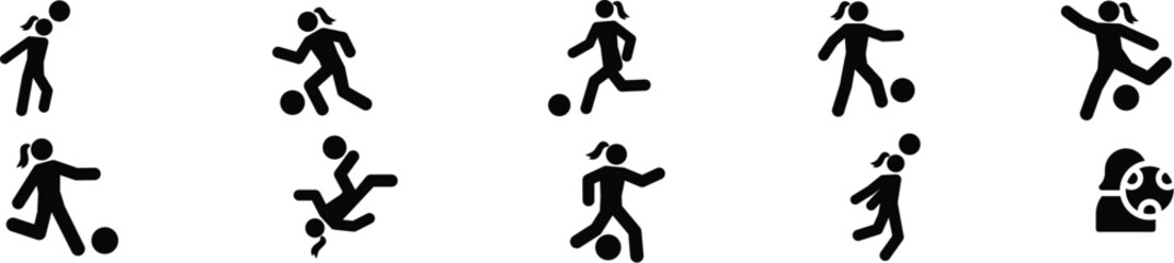 Obraz premium Vector Icon of Woman Soccer Player Silhouette
