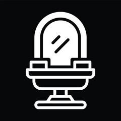 White Vanity Table Icon on Black Background